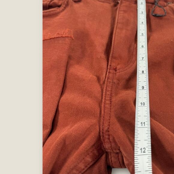 NWT Zara Womens 12 Crop Flare Jeans High Rise Raw Hem Rust Brown - Picture 5 of 7